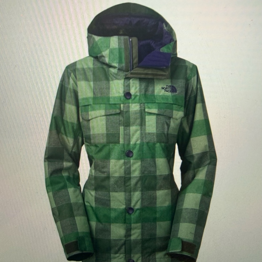 The North Face Hyvent Ricas Insulated Jacket Women’s Sz XS  Green Purple Plaid